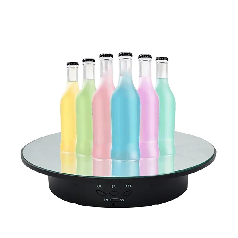 Electric Mirror Turntable Video Shooting Table Live Dynamic Rotating Display Stand Plug-in Electric Shooting Props RemoteControl