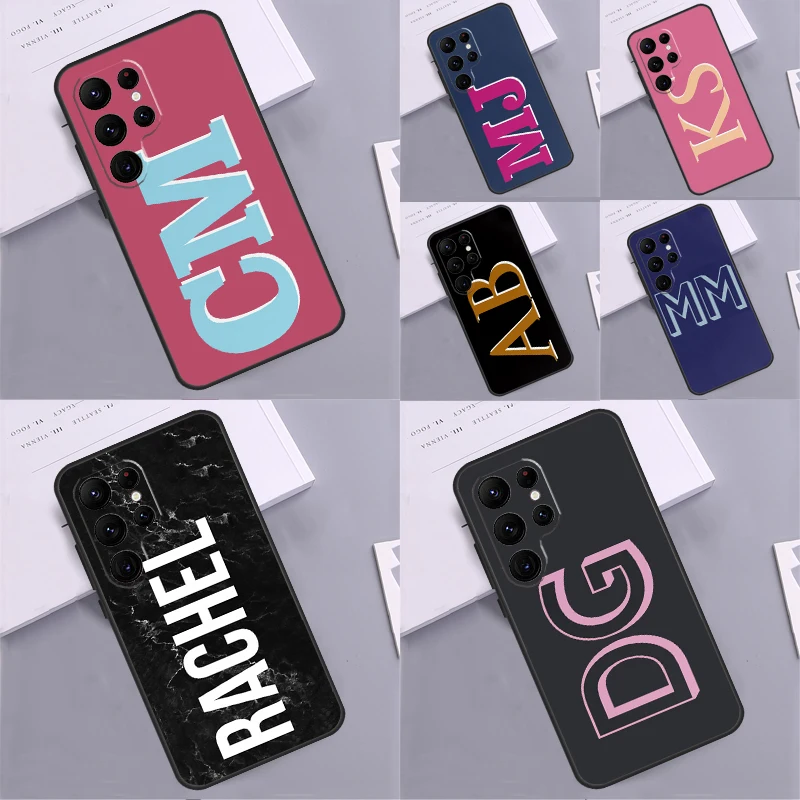 Custom Initials Coloured Monogram Capa For Samsung Galaxy S21 S22 S23 Ultra Note 20 S8 S9 S10 Note 10 Plus S20 FE Phone Case