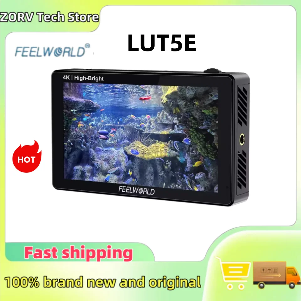 Полевой монитор FEELWORLD LUT5E 5.5 дюймов, 1600 нит, сенсорный экран, для DSLR-камер, с внешним питанием F970 и установочным комплектом, 4K HDMI 1920x1080