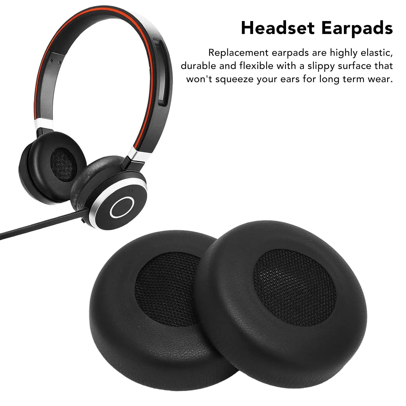 1 paire d'oreillettes de remplacement professionnelles en cuir protéiné pour casque Jabra Evolve 20 20se 30 30II 40 65 65+