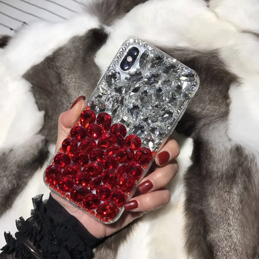 Bling Phone Case with Different Color Rhinestone Crystal Diamond, Soft Back Cover for iPhone 16 15, 14, 11, 12, 13Pro, Xs Max