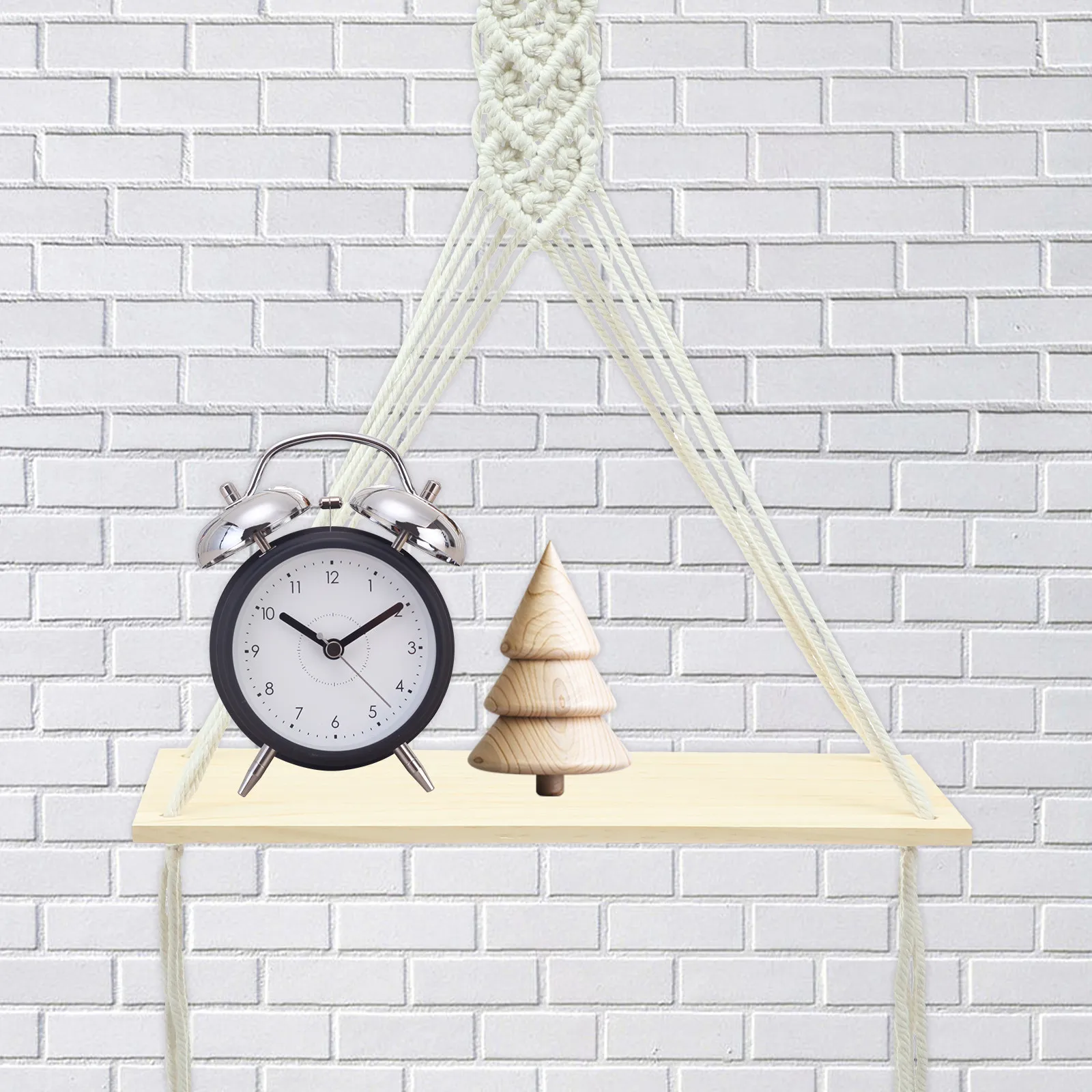 Macrame Woven Wall Hanging Shelf Boho Aesthetic Decorative Storage Rack for Tapestry Succulents Bonsai Nursery Living Room