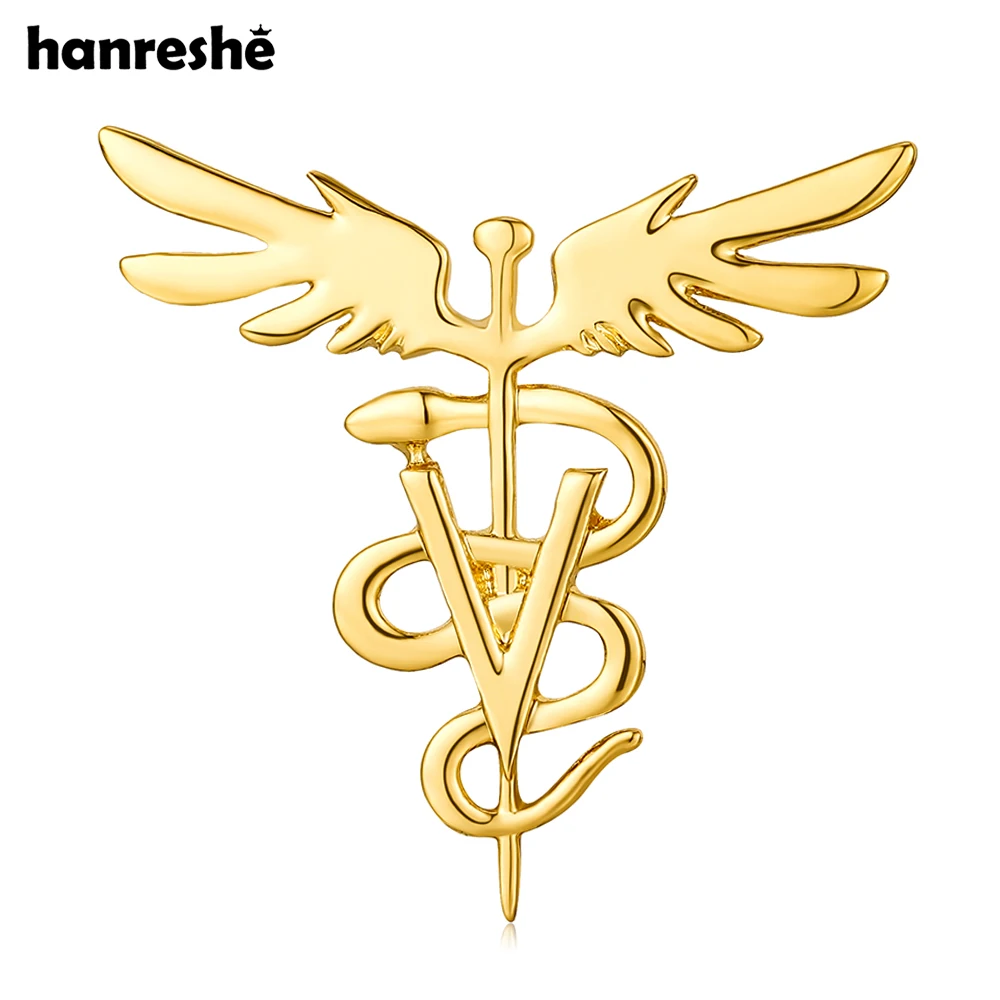 Hanreshe Medical Caduceus Veterinary Brooch New Medicine Lapel Pin Backpack Bag Badge Decoration for Pets Doctor Nurse