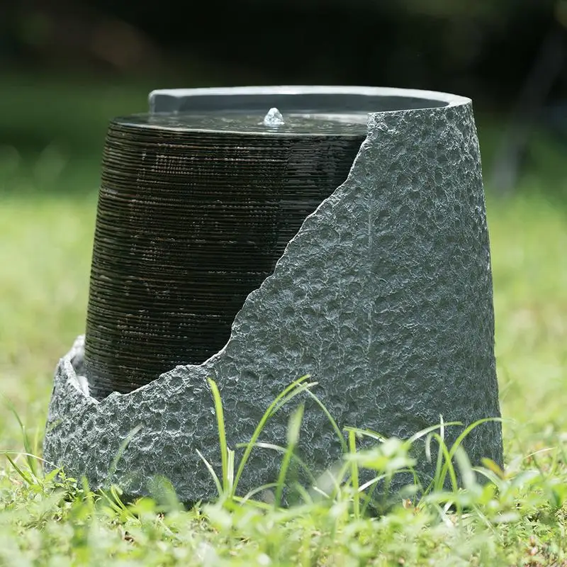 

20x20x18 Inch Indoor Outdoor Polyresin Water Fountain, Unique Broken Urn Design with Light for Garden and Lawn Decor, Modern