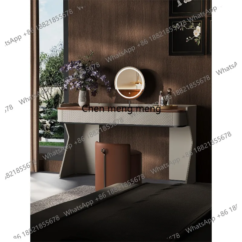 

Italian minimalist dresser bedroom makeup table designer light luxury walnut dresser