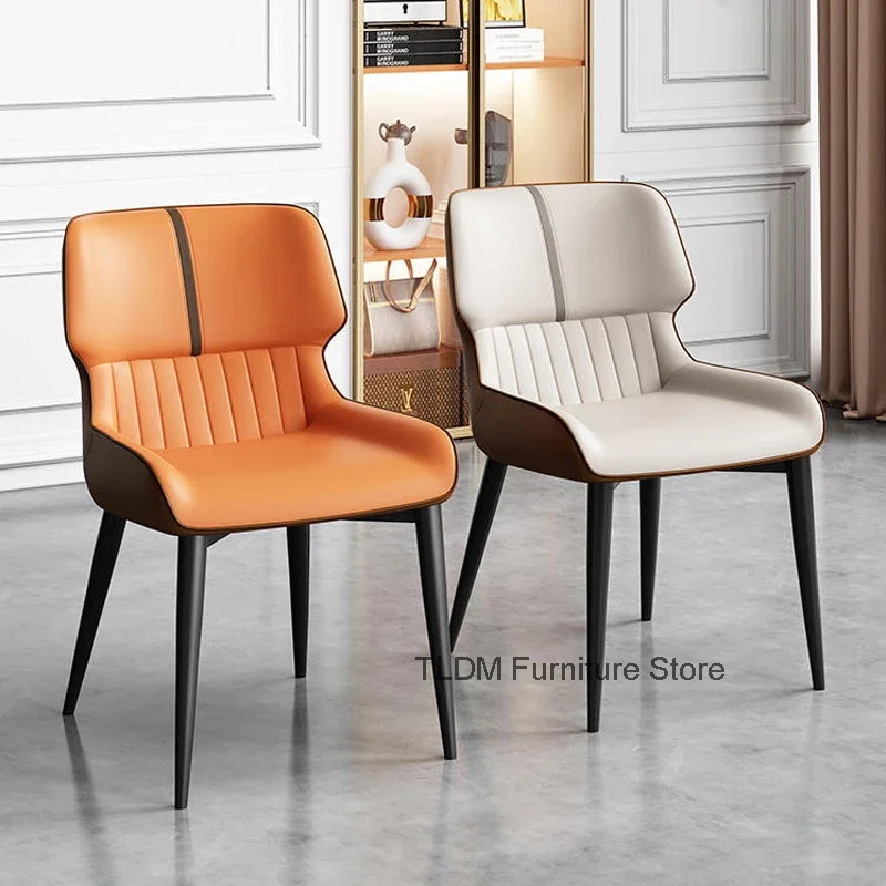 Light Luxury Leather Dining Chair Modern Simplicity Comfortable Living Room Backrest Chair Cafe Hotel Chairs Home Stool