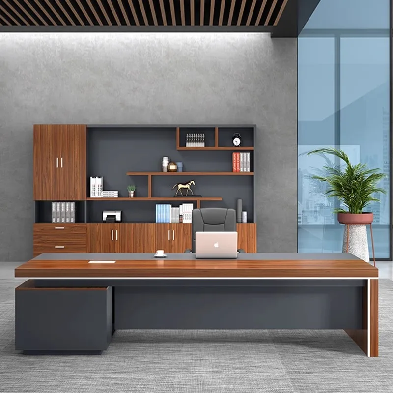 Wooden Designer Executive Office Desk Modern Storage Luxury Adjustable Computer Desk Study Drawers Scrivania Work Station Table