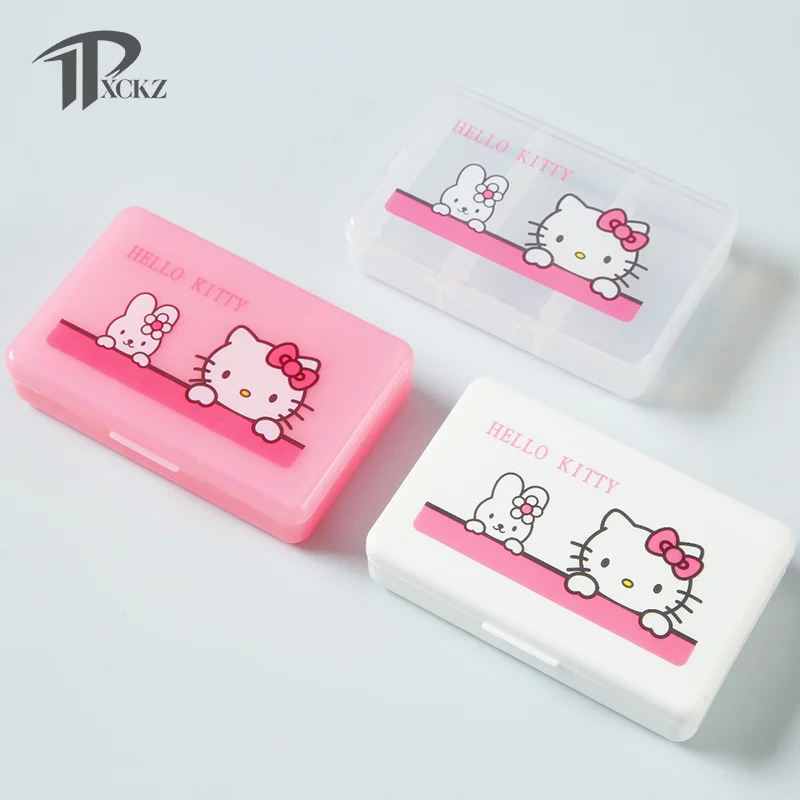 

Sanrio, Hello Kitty Kawaii портативный контейнер для лекарств, 3 ячейки, контейнер для хранения, Подарочный диспенсер для лекарств, контейнер для лекарств