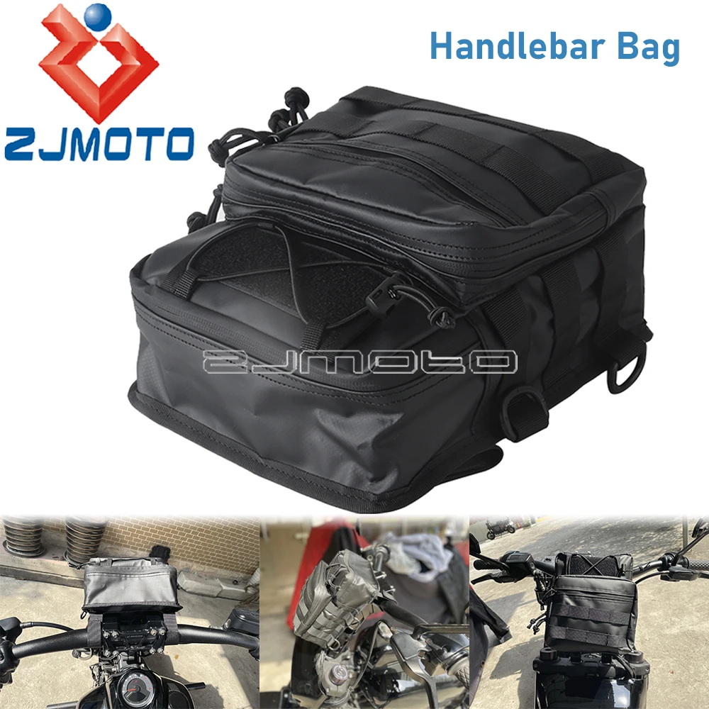 

500d PVC Waterproof Fabric Traveller Bar Bags Motorcycle Club Style Handlebar T-Bar Bag For Harley Softail Dyna Sportster XL 883