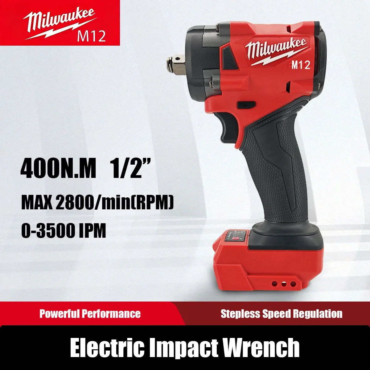 milwaukeem12-m18-fuel-1-2-brushless-electric-impact-wrench-2800rpm-400nm-torque-stepless-speed-control-led-light-power-tool