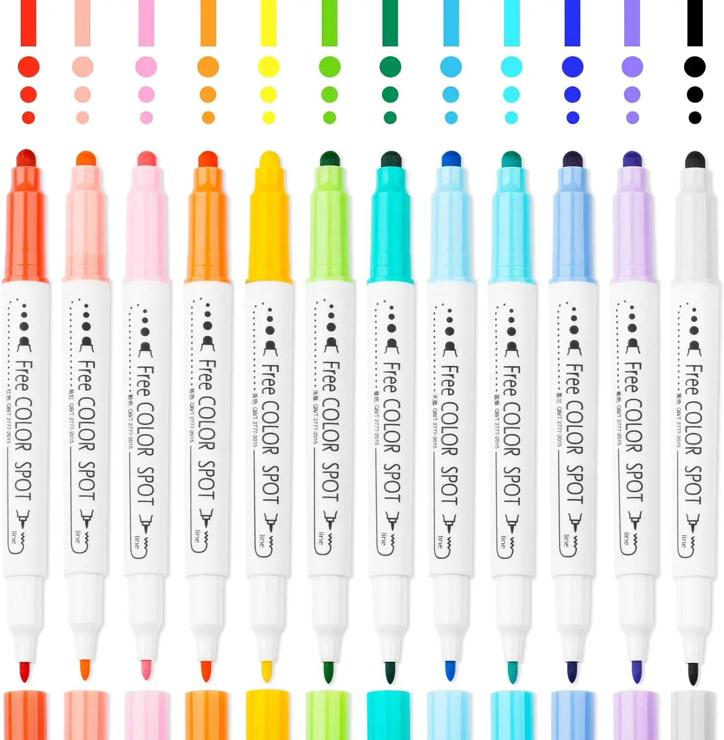 

12-Color Dual Tip DOT Markers - Fine & Fiber Tips for Art, Coloring, Journaling, Hand Lettering, Sketching, Anime & Illustrating