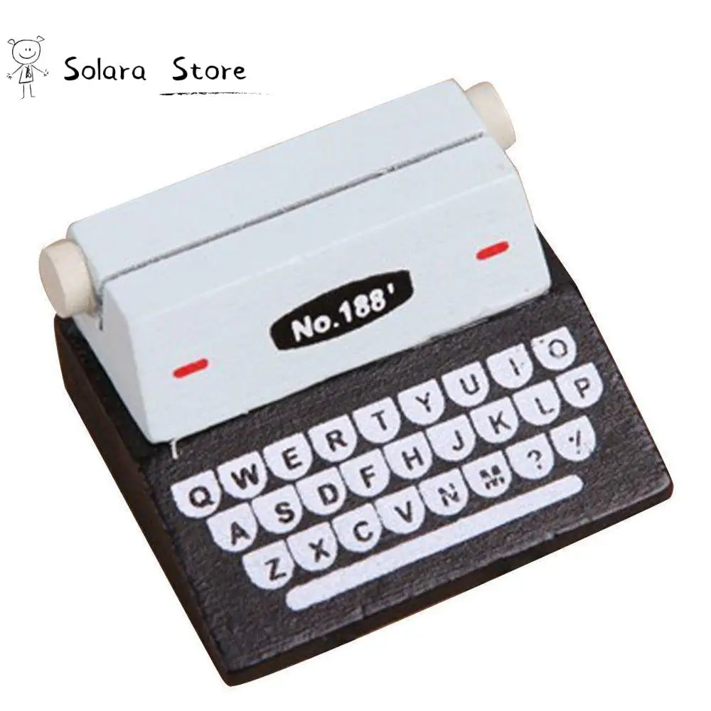 

Retro Wooden Typewriter Card Holder Mini Vintage Memo Clip Desk Photo Holder Stand Desk Accessories Office Wood Decoration