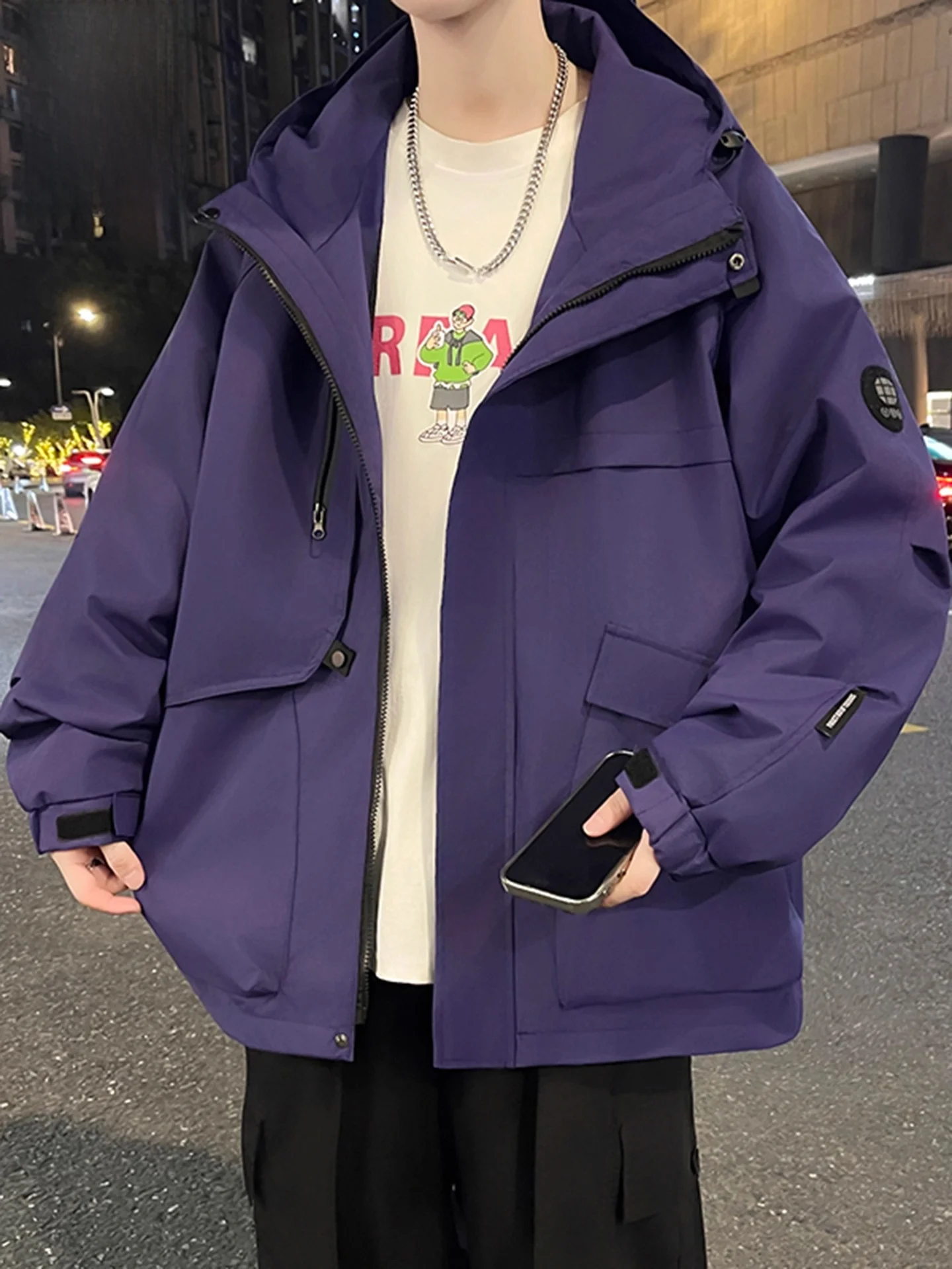 

TUCANO повседневная мужская Fce Jaet с капюшоном, свободная посадка, осень-зима, новая уличная рабочая одежда из полиэстера, молодежная модная молния