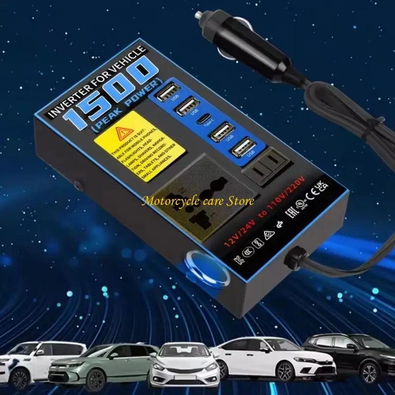 U75F Practical Car Inverter Converter 12V 24V To 110V 220V 200W Suitable For Laptops Phones Small Electronics During Journeys