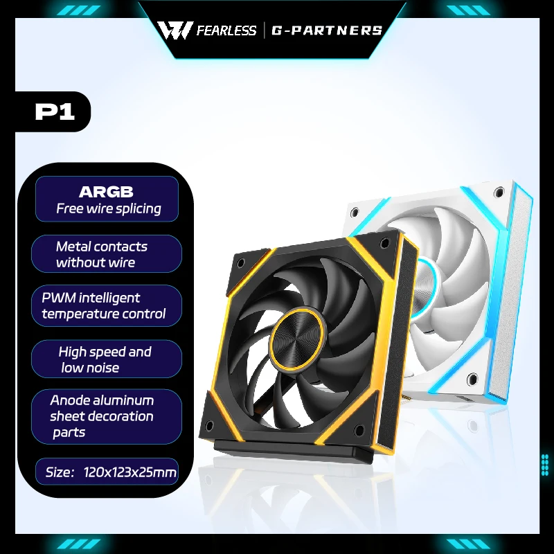 

GPARTNERS P1 ARGB Вентилятор для ПК 12 см Jungle Leopard Interstellar 12 В ШИМ Компьютерный беспроводной вентилятор для сращивания Анод алюминиевый лист