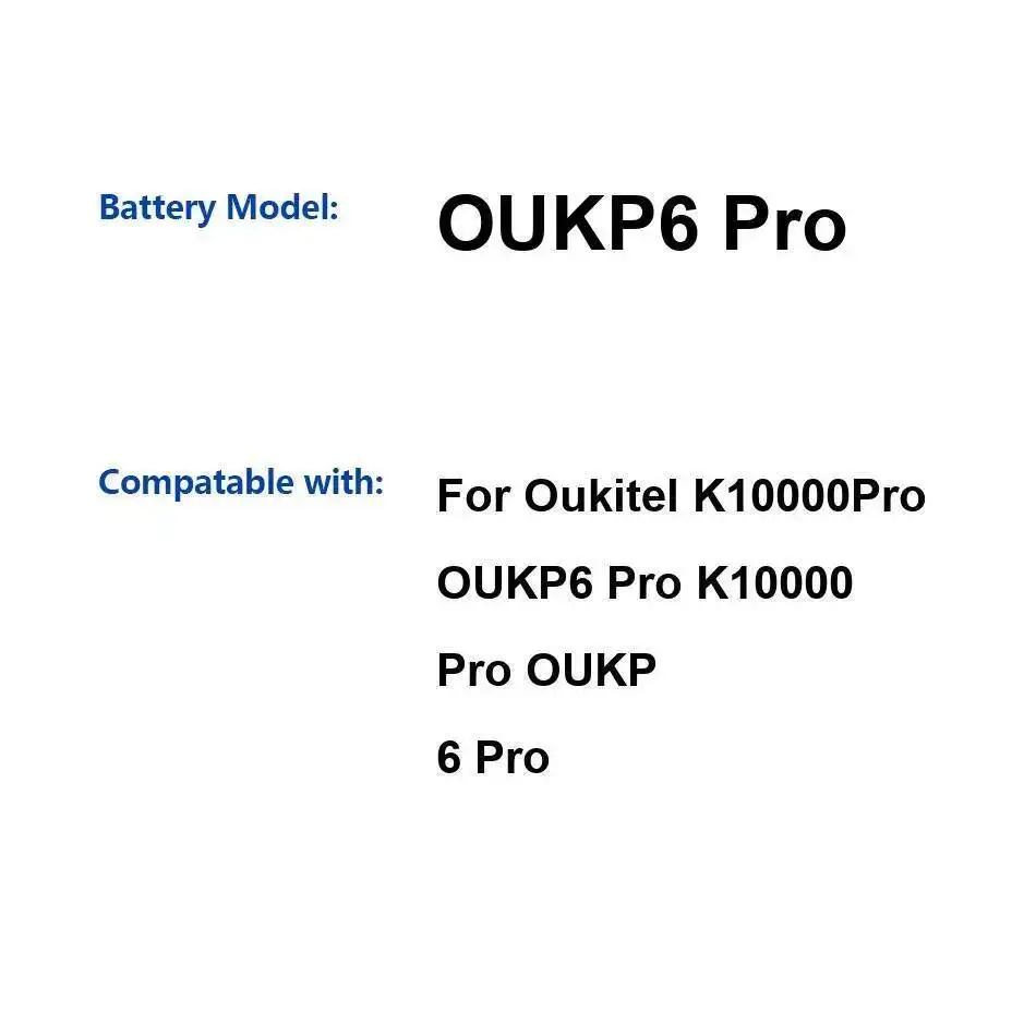 

Долговечный экологически чистый аккумулятор для мобильного телефона Oukitel K10000 Pro Oukp 6 OUKP6 10000 мАч