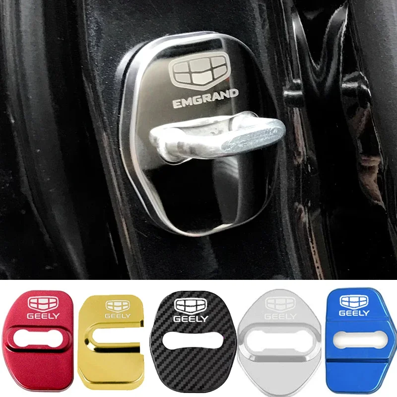 Car Styling Door Lock Cover Emblems Case for Geely Atlas Azkarra Okavango Preface GX3 Icon Emgrand Coolray Auto Accessories