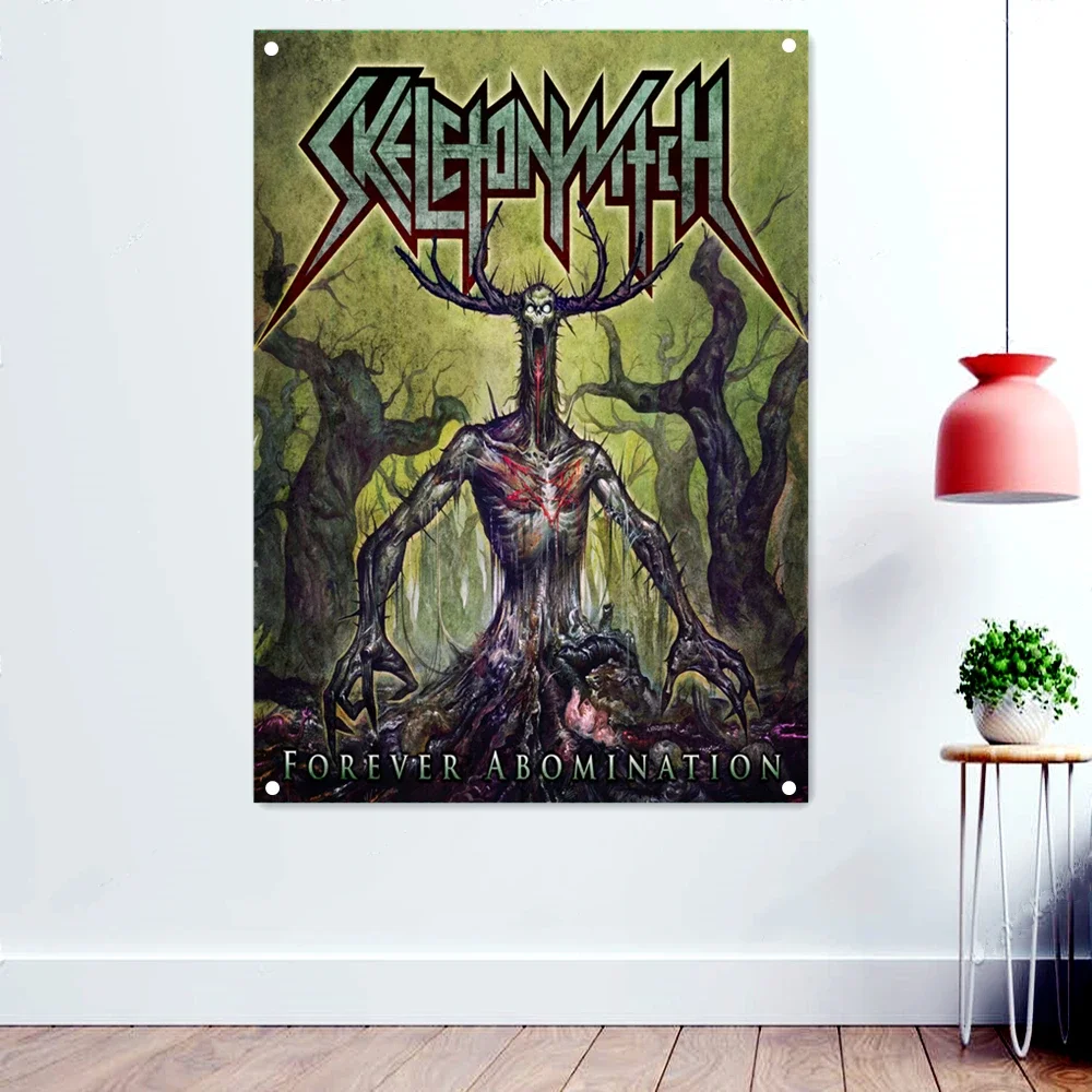 FOREVER ABOMINATION Dark Metal Artworks Banners Canvas Printing Wall Hanging Macabre Art Rock Music Posters Flags Tapestry Mural