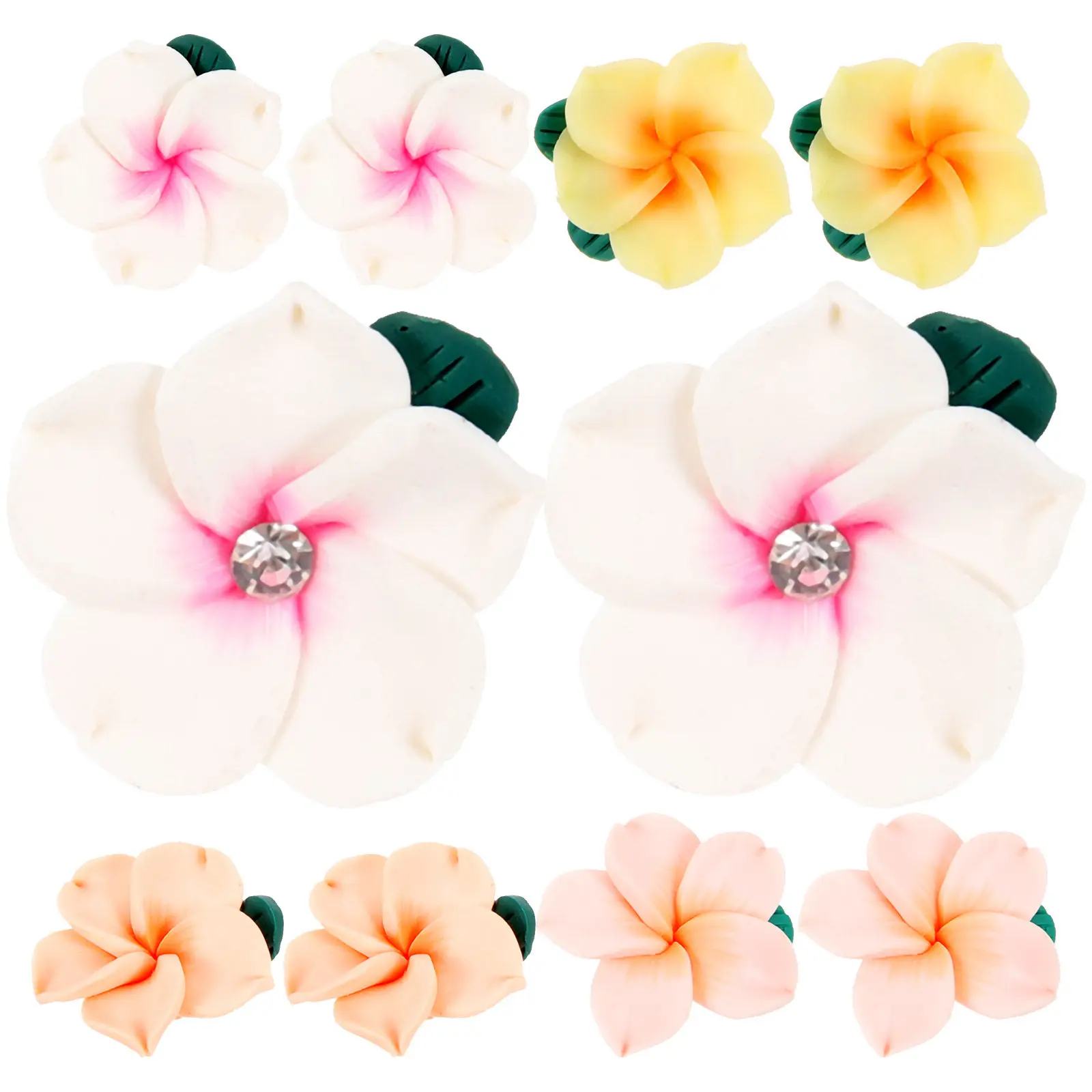 10 Piezas de Adornos de Flores de Arcilla Polimérica, Accesorios para Manualidades, Parches de Flores 3D Creativos, Adornos para el Cabello, Decoración