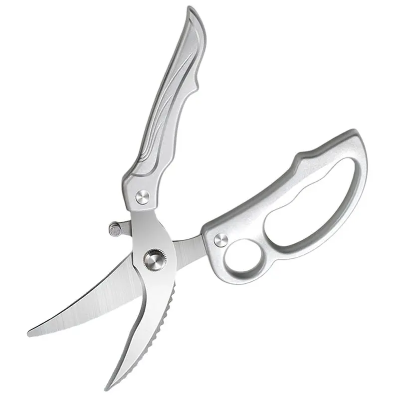 ABZL Multipurpose Stainless Steel Kitchen Scissors For Meat, Vegetable Scraping, Fish Scale Removal-Powerful Design Chicken