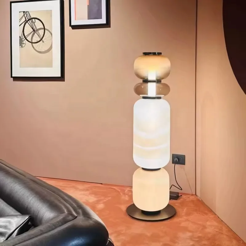Designer creative glass floor lamp living room hotel luxury station lamp atmospheric floor lamp
