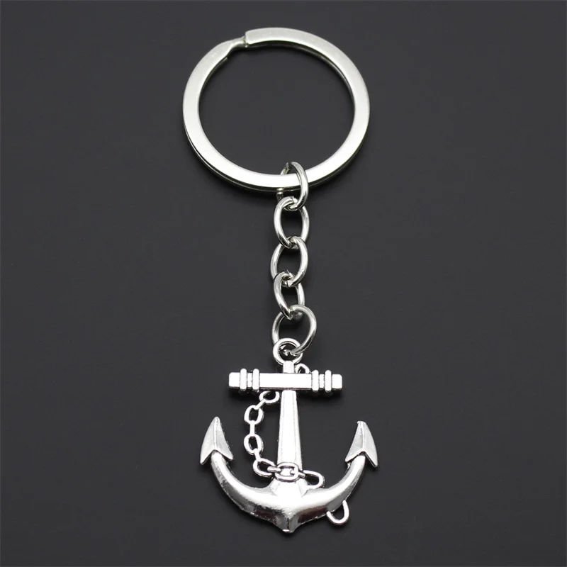 Anchor Keychain Vintage Silver Plated Arrow Fashion Solid Pendant Sailor Style Car Key Ring Men's Accessories Gifts