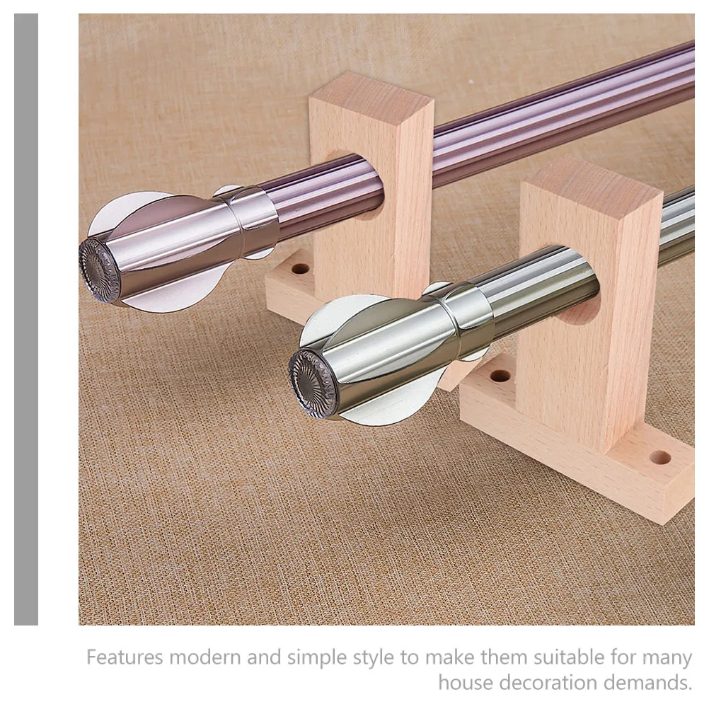 

4Pcs Curtain Rod Brackets Wood Strong Curtain Rod Holders Wall Mount for Living Room Bedroom Kitchen Office