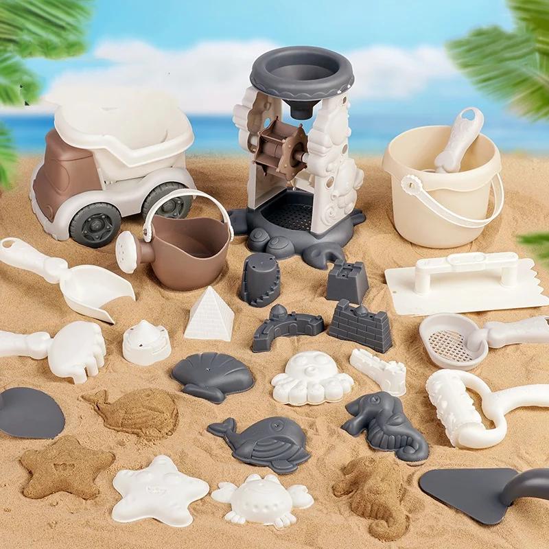 Zestaw zabawek plażowych dla dzieci Idealny na letnie kopanie w piasku Zabawa w wodzie Zabawne zabawki plażowe w kolorze Morandi