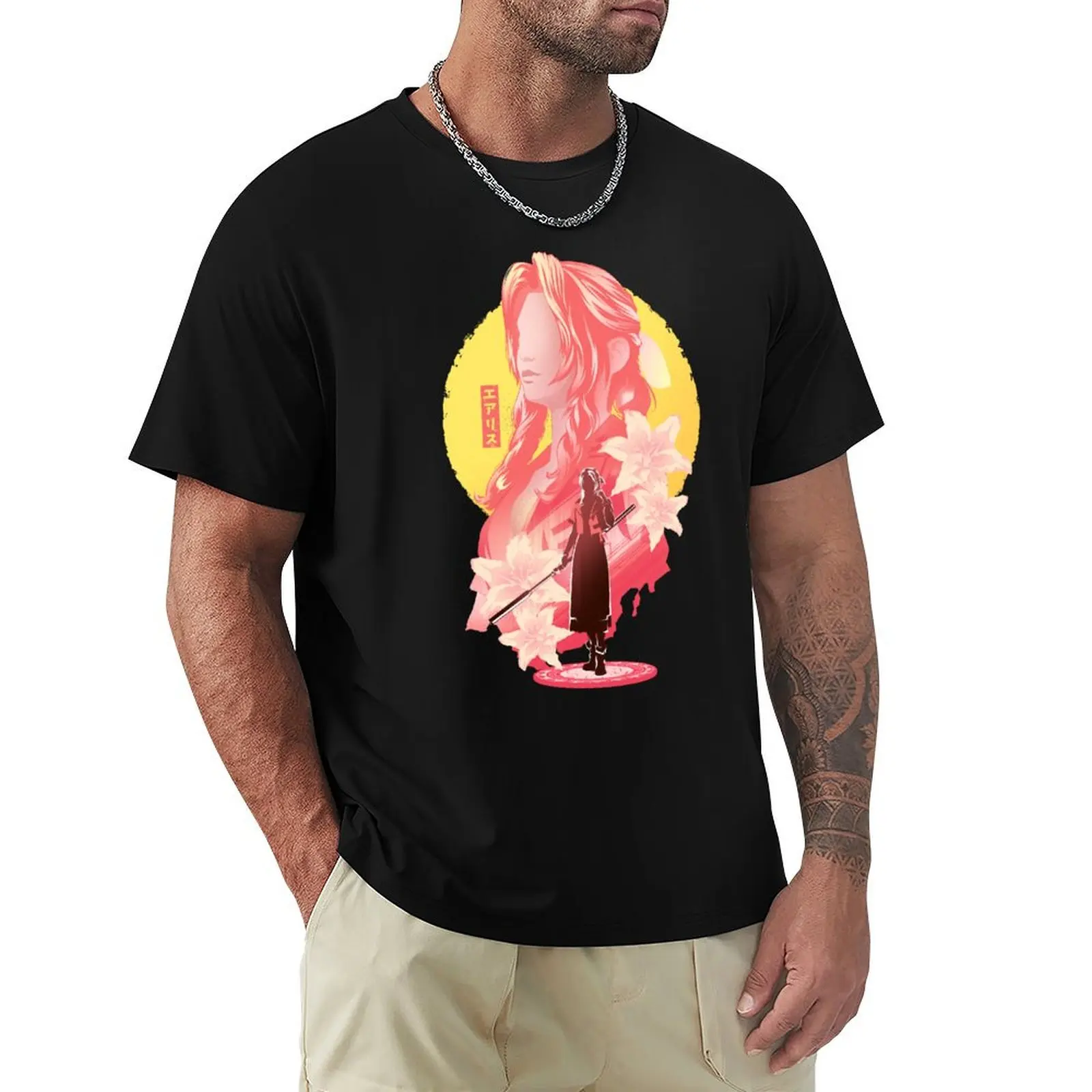 The Flower Girl Aerith v2 T-Shirt man t shirt designer T-Shirt