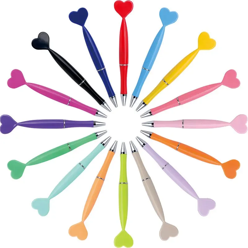 100pcs Love Luxury Heart Ballpoint Pen Customized Wedding Ballpoint Pens Office School Advertising Pen Cute DIY Pen Stationery