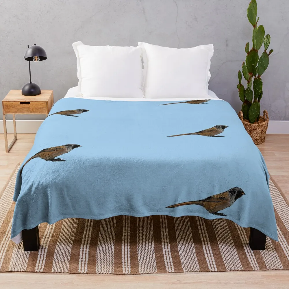 Bearded Reedling Black Alternate Design Throw Blanket For Sofa Thin halloween heavy to sleep Blankets