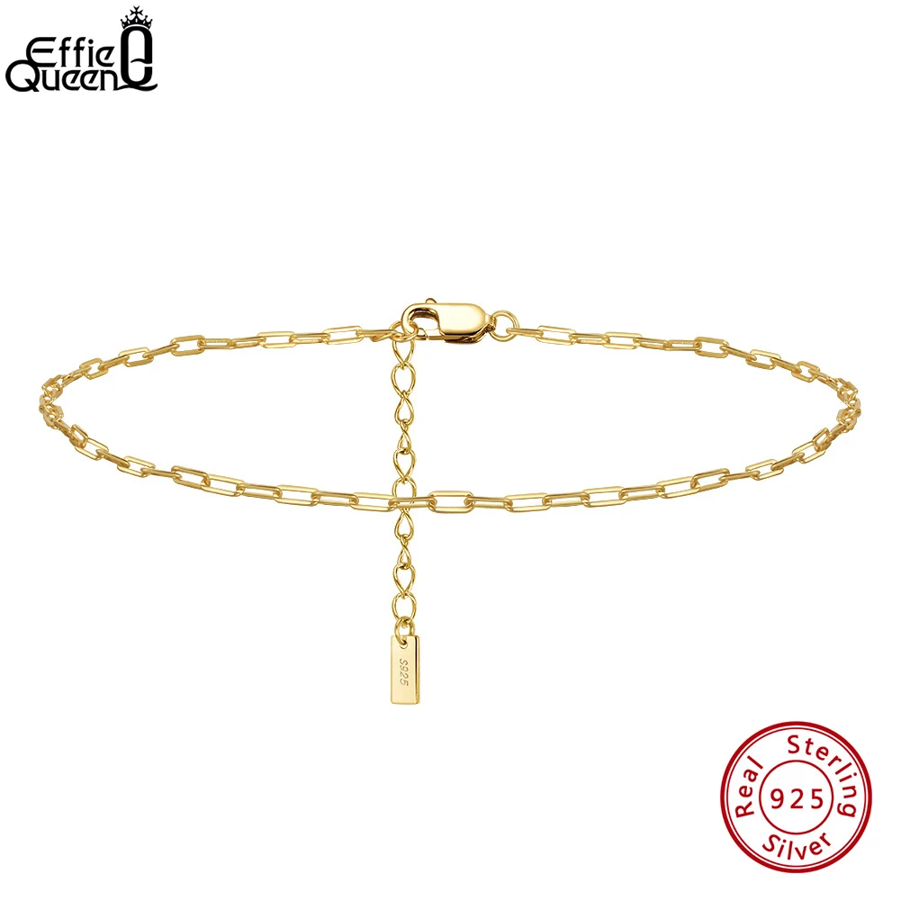 Effie Queen Simple Paperclip Chain Anklets For Women Adjustable Ankle Bracelet Fashion Foot Chain Summer Beach Jewelry Gift SA22