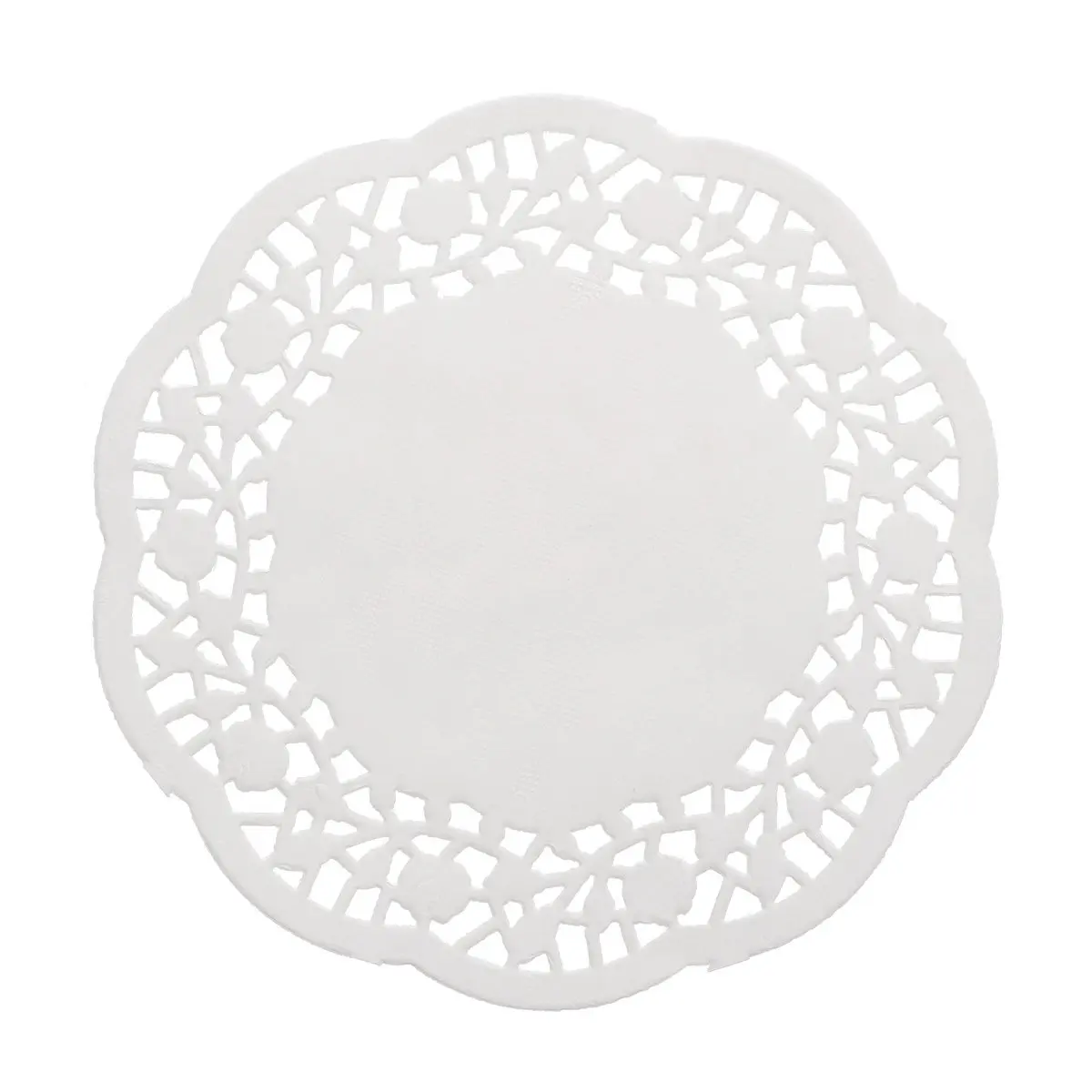100Pcs Food Safe White Lace Paper Doilies 4.5 Inch Round Cake Liner Oil Absorbing Multi Purpose Party Wedding Coffee Bar