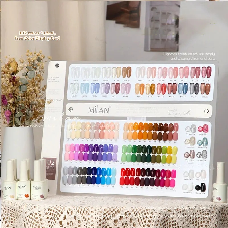 

Eleanuos102 Colors Gel Nail Polish Set With Color Card Semi permanent Varnishes Set Soak Off UV Gel Polish Nail Art Salon 15ML