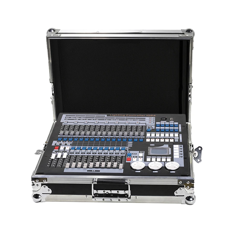 Avec Flight Case1024 DMX 512, contrôleur de lumière DJ de scène, Console de mixage d'éclairage pour spectacles de lumière, fête Disco Pub boîte de nuit