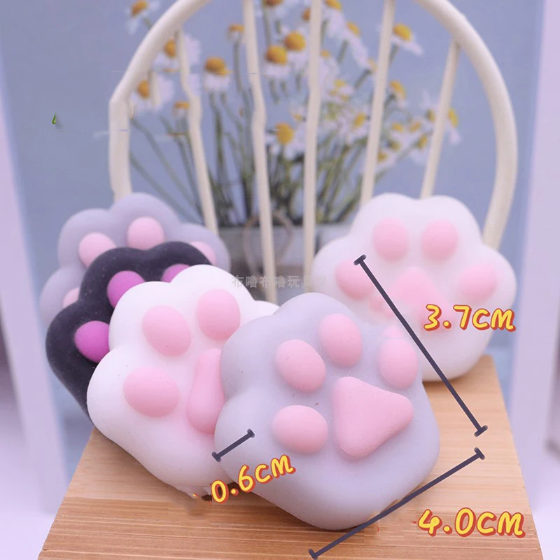 3 uds Kawaii Mini pata de gato esponjosa pellizco Fidget juguete lindo gato blanco pata inquietar niños sensorial DIY chica regalos blandos cosas