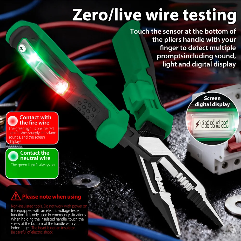 

Многофункциональный инструмент для зачистки проводов с тестером напряжения Универсальные плоскогубцы для зачистки проводов Измерение электричества Режущие обжимные клещи