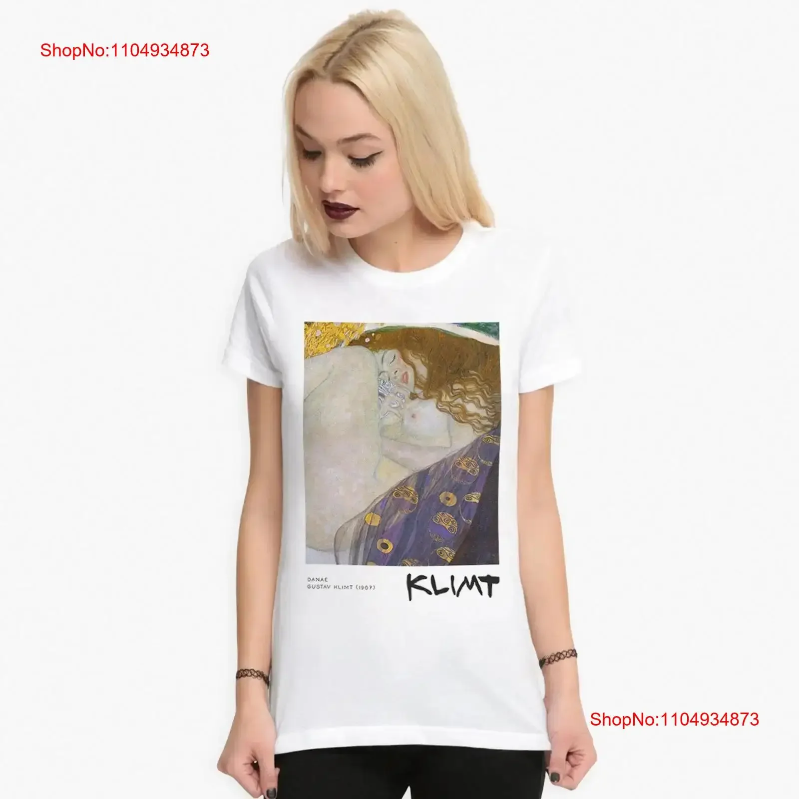 داناي آرت من غوستاف كليمت تي شيرت للرجال والنساء مقاسات GST 061062 قميص مغسول عتيق للارتداء اليومي ممتد أنيق #1