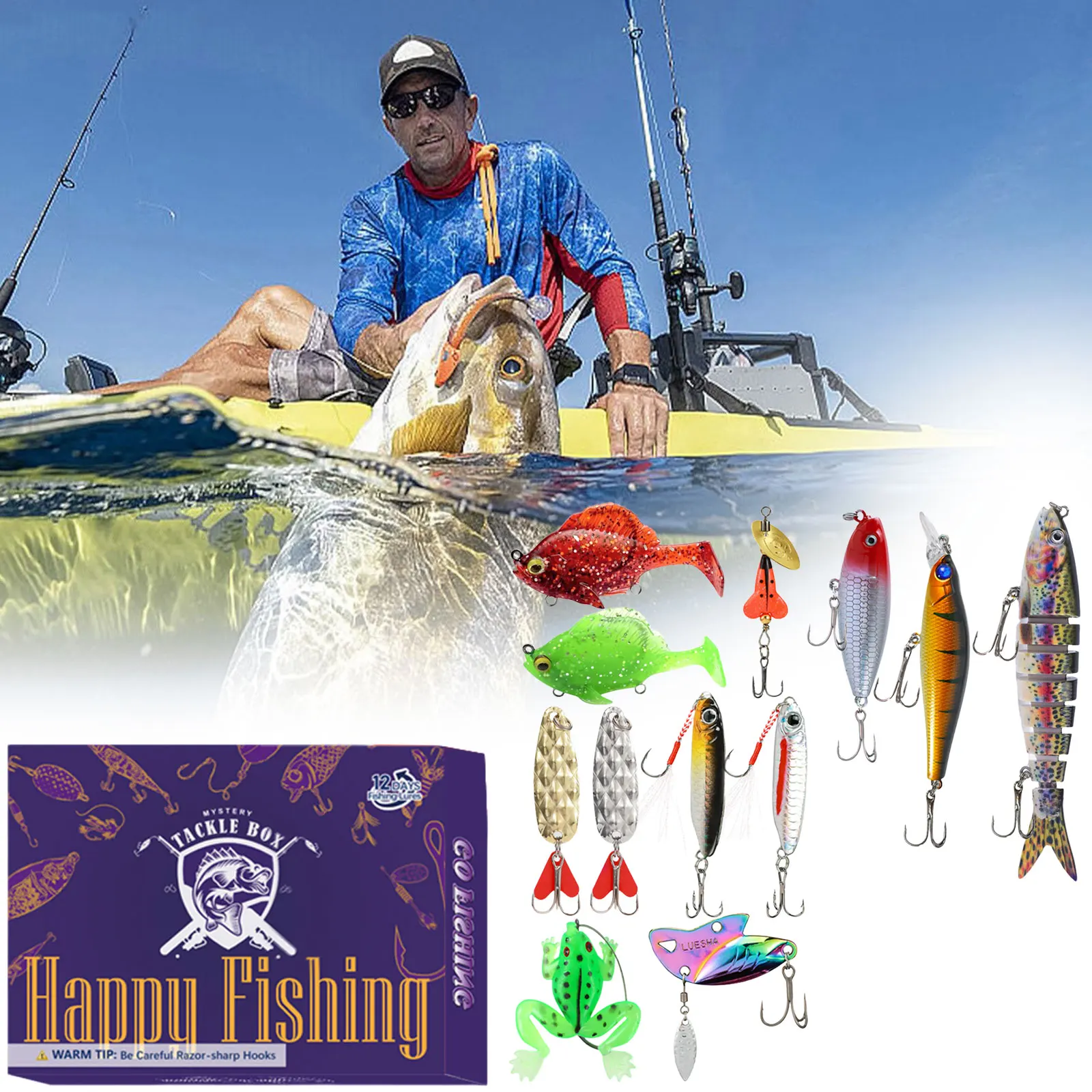 Minuterie de 3 minutes Calendrier de l'Avent en vrac 2025 Calendrier de l'Avent de pêche pour adultes Cadeaux de pêche pour hommes plus Minuterie visuelle de bureau de 60 minutes