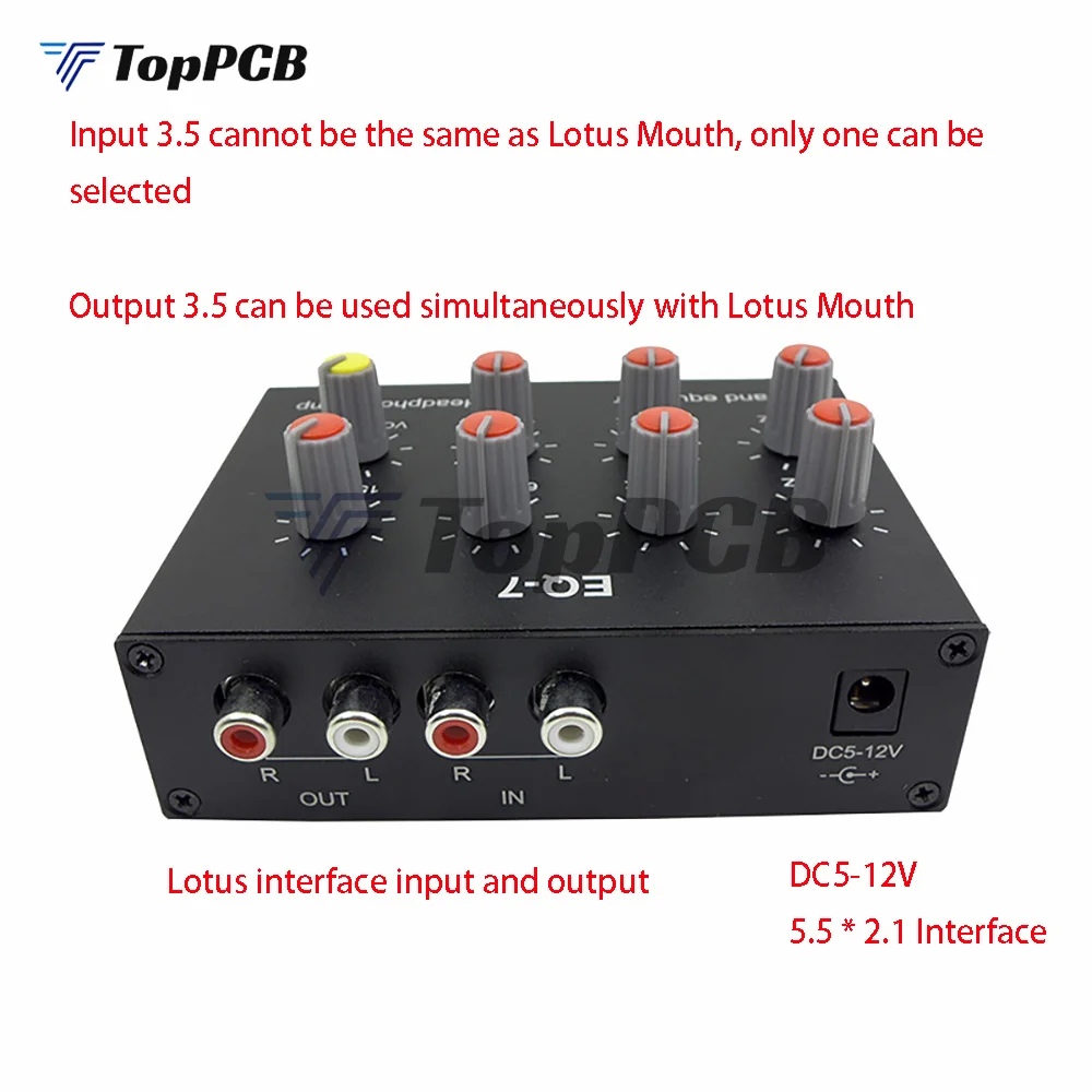 Audio EQ-7 Audio Signal Preamplifier 7 Band Equalizer Adjust High School Bass Sound Phone Computer Headphone Amplifier