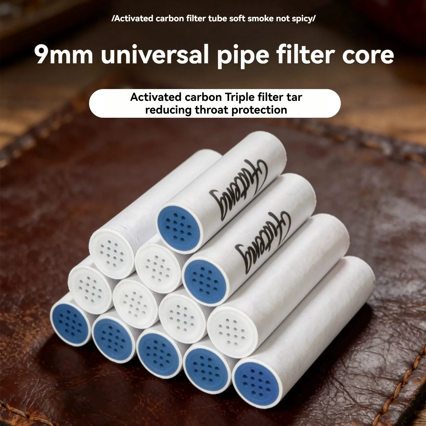 600 Pieces/Pack 9mm Universal Tobacco Pipe Filter Triple Activated Carbon Filter Cigarette Holder Smoking Accessories