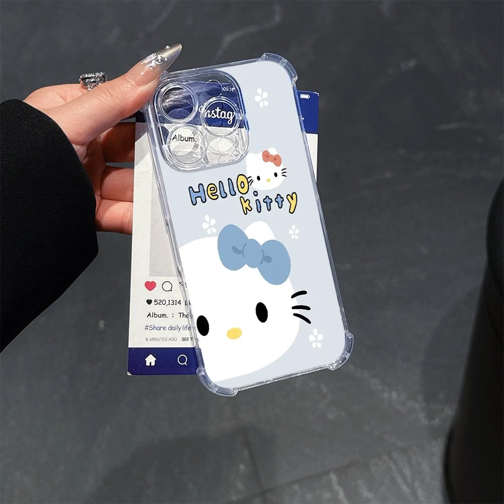 

Прозрачный чехол для телефона Hello Kitty для IPhone 16 Pro Max IPhone 16/15/14/13/12/11/x/xs/xs Max, женские чехлы для телефонов Sanrio KT, подарок