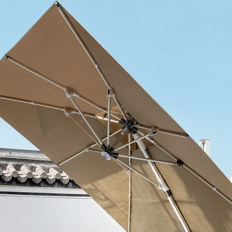 Outdoor Solar LED Light Bar Parasol Large Square Roman Umbrella for Villa Terrace Garden Courtyard Patio Shade