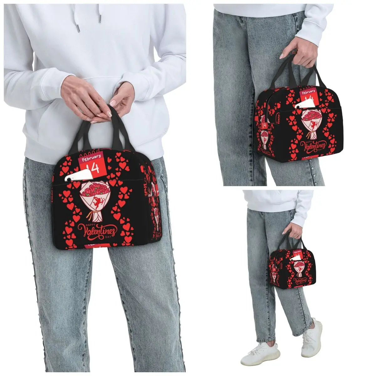 Happy Valentine's Day - February 14 Insulated Lunch Bag for Kids School Cooler Thermal Food Box Tote Lunch Boxes Container