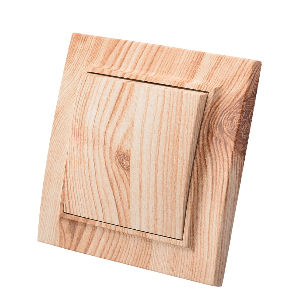 WESA Wooden Wall Button Switch Flame Retardant Plastic Panel 1 Gang 1 Way Wall Rocker Frosted Light Switch Classic On And Off AC