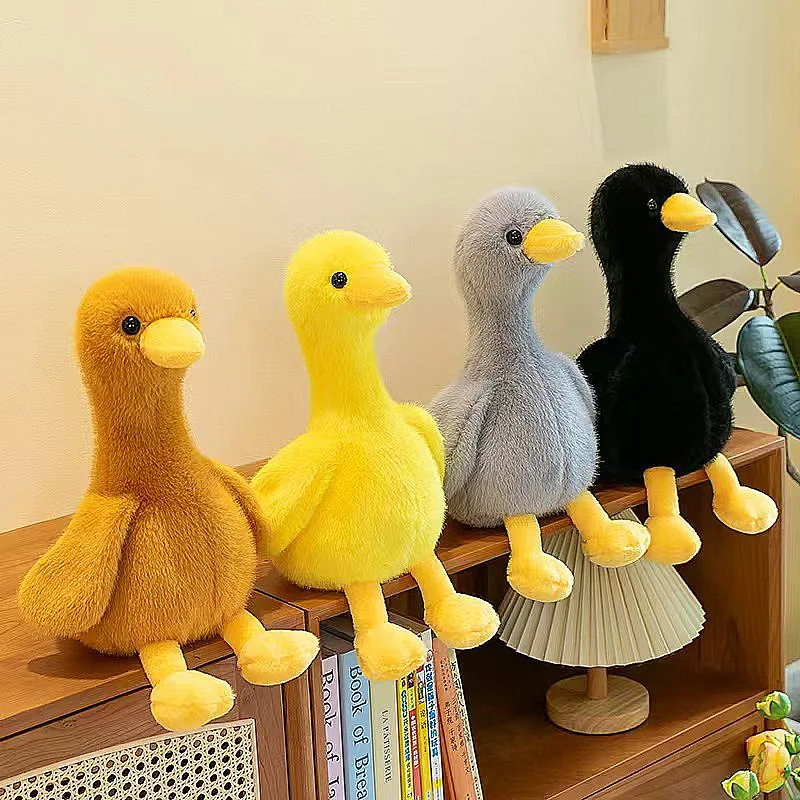 40 سنتيمتر/15.7in مضحك محاكاة بطة ألعاب من نسيج مخملي أبيض وردي أسود طويل الشعر بطة أفخم دمية للبنين والبنات لمرافق النوم