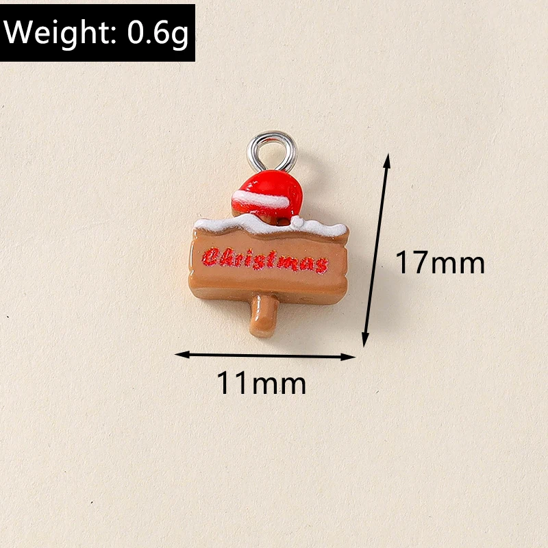10 Stück niedliche Weihnachtsanhänger aus Kunstharz mit Weihnachtsmann, Rentier und Baum für die Herstellung von Halsketten, Ohrringen, DIY-Bastelarbeiten und Schmuckzubehör – Detail 15