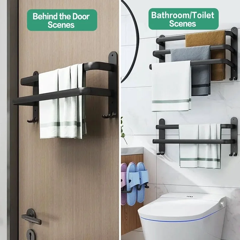 Single-layer/Double-layer/Triple-layer Towel Holder Towel Storage Towel Rack Bathroom Multi-layer Wall-mounted Towel Pole