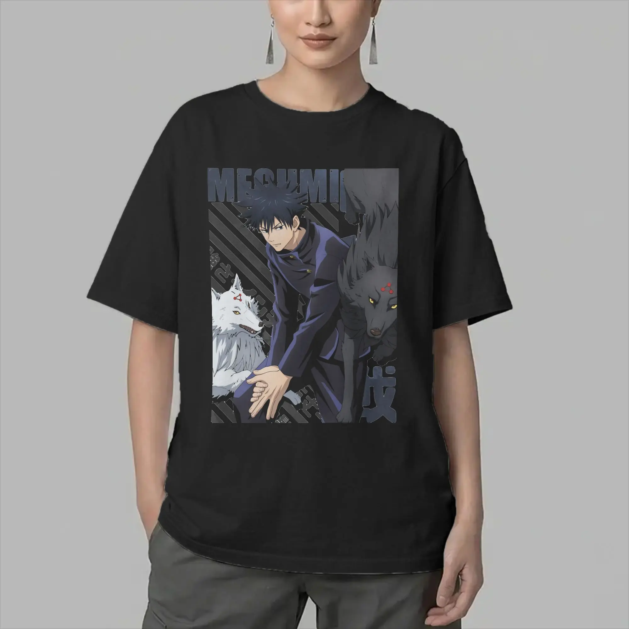 Men Jujutsus Kaisens Megumi Fushiguro T Shirts Anime Manga Cotton Clothing Funny Short Sleeve Crewneck Tees Adult T-Shirts