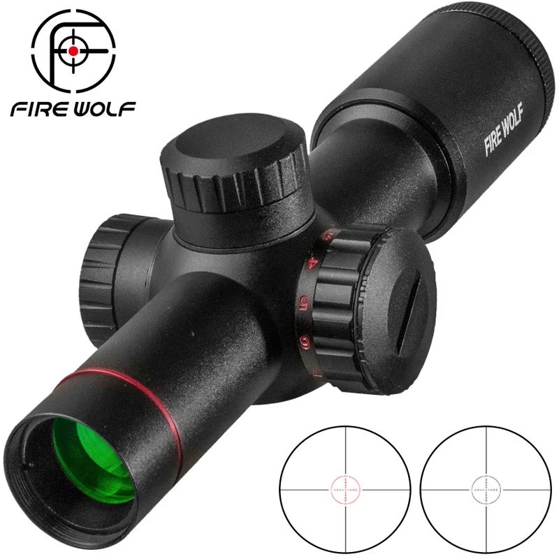 

FIRE WOLF 4.5x20 E Mil-Dot Riflescope Hunting Rifle Scope Red Illuminated AK47 AK74 AR15 Riflescope With Flip-open Lens Caps